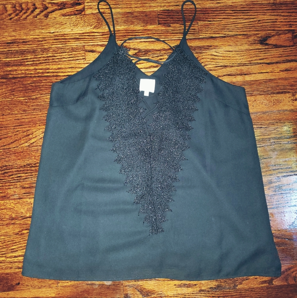 Black lace up tank top size MEDIUM